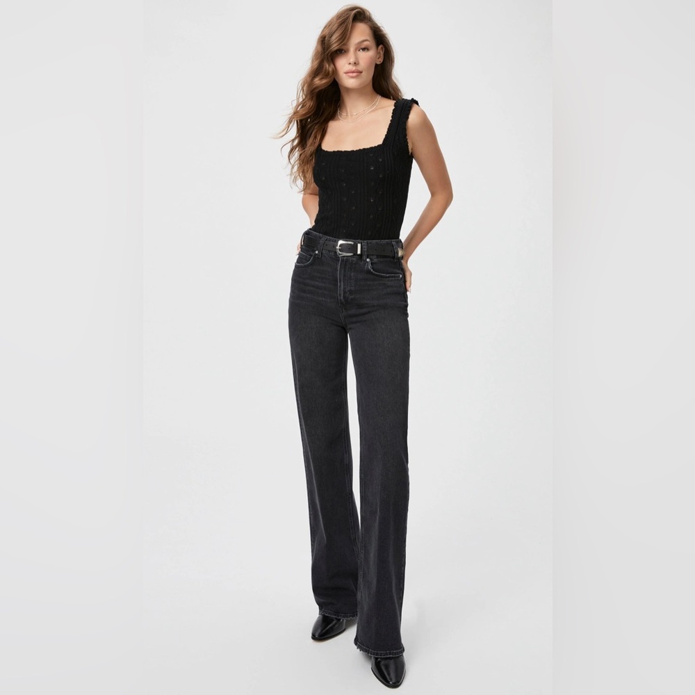 PAIGE Sasha wide leg jean in black size 28 like new light stretch